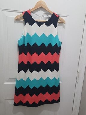 NWOT Necessary Objects Chevron Mini Dress L